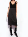 Pinko Midi Dress With Knit Top In Black In Black