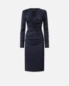 Pinko Ruched Midi Dress In Gloomy Blue