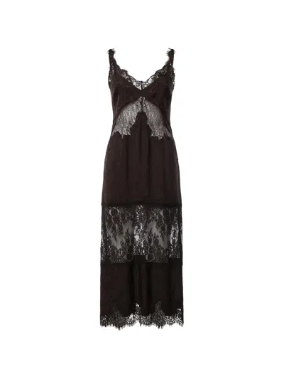 Pinko Midi Lace-trim Floral-jacquard Dress In Brown