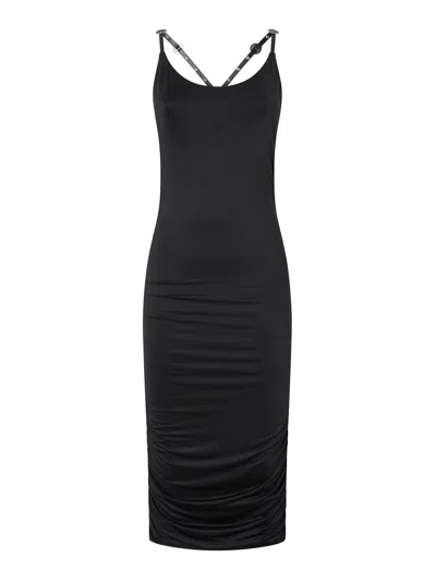 Pinko Midi Sheath Dress With Crisscross Straps In Black
