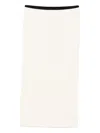 Pinko Midi Skirt With Contrasting Waistband In Neutral