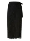 Pinko Midi Skirt With Delicate Lace Overlay In Black
