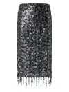 Pinko Midi Skirt With Shimmering Sequins In Gray