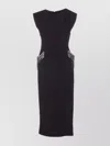 Pinko Midi Sleeveless Dress With Side Split And Sequins In Black