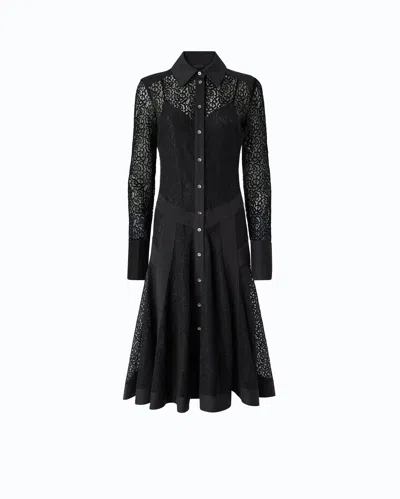 Pinko Lace Midi Shirt Dress With Inserts In Black