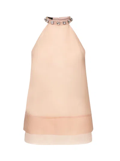 PINKO TOP WITH JEWEL EMBROIDERY ON THE NECK