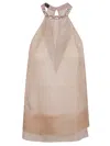 Pinko Flowing Silk Halter Neck Top In Rosa Mogano