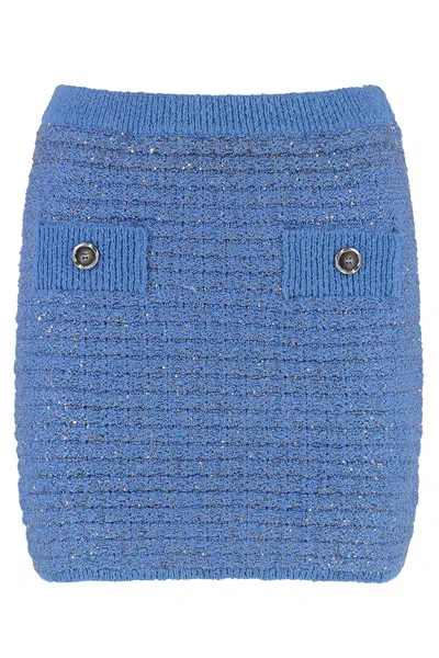Pinko Miletto Knit Mini Skirt In Blue