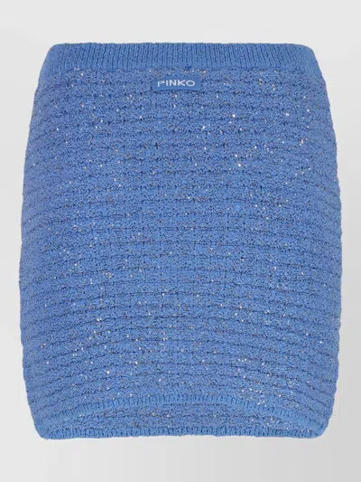 Pinko Miletto Sequin Knit Mini Skirt In Blue