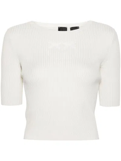 Pinko Milk White Silk-cotton Blend Knit Sweater