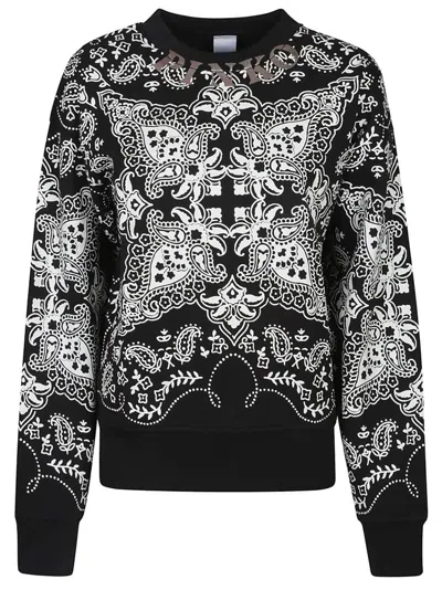 Pinko Cotton Sweatshirt With Bandana Print In Black