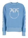 Pinko 'mindelo' Light Blue Sweatshirt With Logo Print On The Front And Sleeves