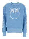 Pinko 'mindelo' Light Blue Sweatshirt With Logo Print On The Front And Sleeves In Blue