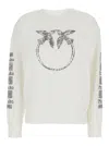 Pinko 'mindelo' White Sweatshirt With Logo Print On The Front And Sleeves In Cotton Woman In White