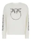 Pinko 'mindelo' White Sweatshirt With Logo Print On The Front And Sleeves In Cotton Woman In White