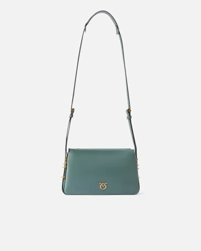 Pinko Mini Bag In Soft Calfskin With Metallic Details In Green