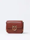Pinko Love Box Fl Mini Leather Crossbody Bag In Brown