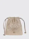 Pinko Textured Rhinestone-embellished Drawstring Bag In Gold