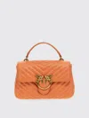 Pinko Mini Lady Love Leather Tote Bag In Orange