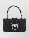Pinko Mini Bag With Woven Design And Top Handle In Black