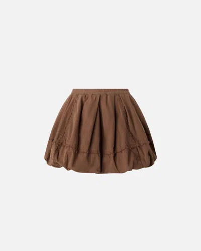 Pinko Mini Balloon Skirt In Cotton Canvas In Brown