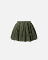 Pinko Mini Balloon Skirt In Cotton Canvas In Green
