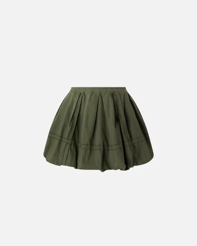 Pinko Mini Balloon Skirt In Cotton Canvas In Green