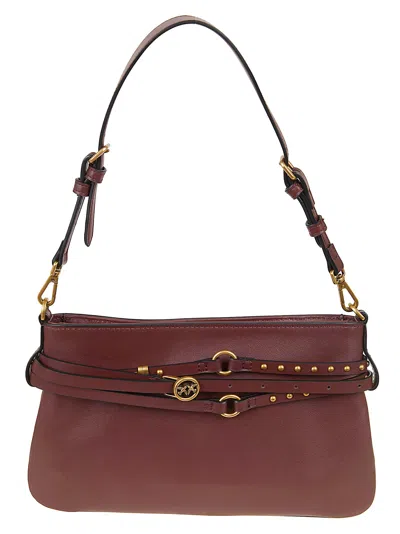 Pinko Mini Belt Bag With Trapezoidal Design In Brown