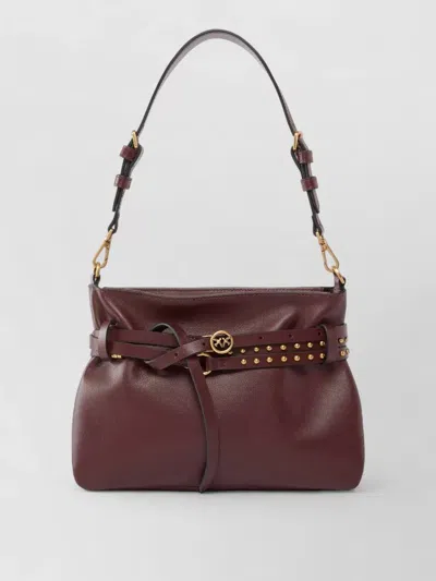 Pinko Mini Belt Shoulder Bag Studded Strap In Burgundy