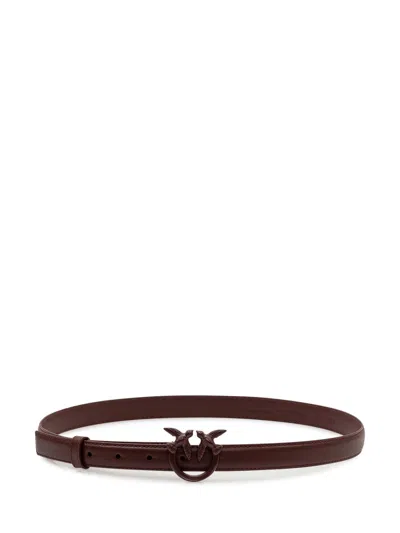 Pinko Mini Belt With Front Buckle In Burgundy Wine