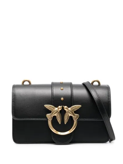 Pinko Mini Black Soft Silky-feel Leather Shoulder Bag