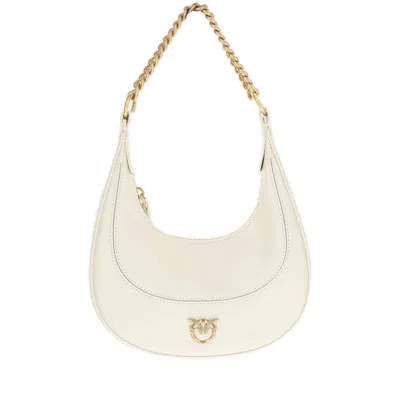 Pinko Mini Brioche Love Birds Hobo Bag In White