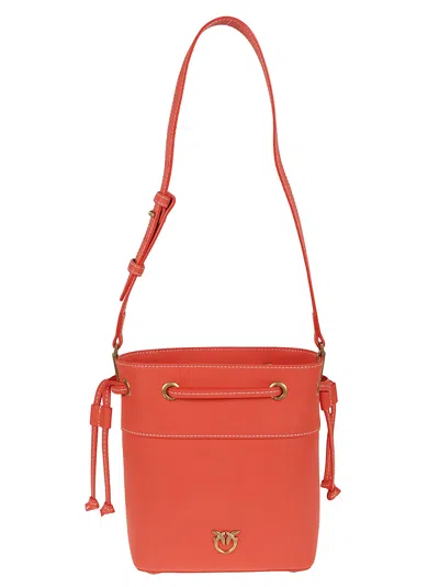 Pinko Mini Bucket Bag In Q Rosso Mandarino Antique Gold