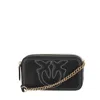 Pinko Borsa A Tracolla Nera Carrie Con Logo Love Birds In Rilievo In Black