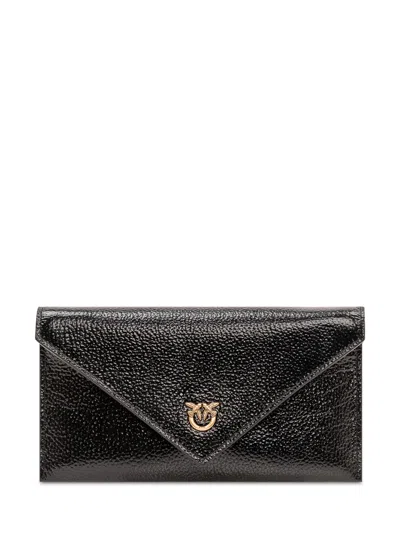 Pinko Mini Chic Zip Clutch In Nero/antique Gold