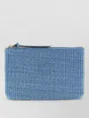 Pinko Mini Clutch Bag Raffia Rectangular Shape In Blue