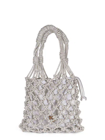 Pinko "mini Crystal" Bag In Silver