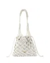 Pinko Mini Crystal Bucket Bag In White