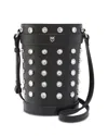 Pinko Mini Crystal Studded Leather Bucket Bag In Black