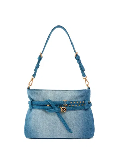 Pinko Mini Denim Belt Bag In Blue