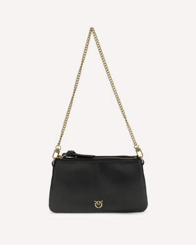 Pinko Black Calf Leather Bos Taurus Shoulder Bag