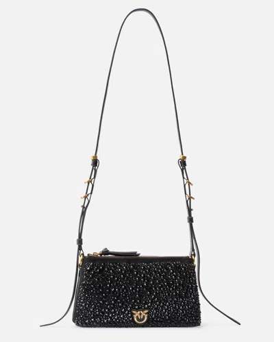 Pinko Mini Double Bag Fully Rhinestoned Shoulder Bag