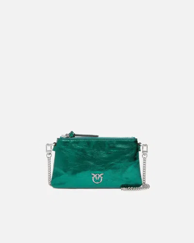 Pinko Mini Double Bag In Laminated Leather