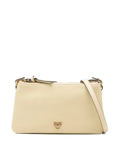 Pinko Mini Double Logo-plaque Shoulder Bag In Neutral