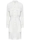 Pinko Mini Shirt Dress With Semi-transparent Georgette Inserts In White