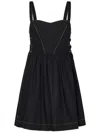 Pinko Poplin Cotton Amazonia Flared Dress With Lace-up Details In Black
