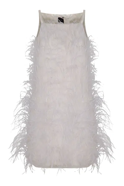 Pinko Mini Dress Piripicchio With Feathers In Animal Print