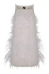 Pinko Mini Dress Piripicchio With Feathers In Neutral