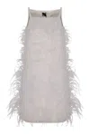 Pinko Mini Dress Piripicchio With Feathers In White