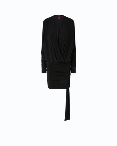 Pinko Mini Dress With Gathering And Ribbon In Black